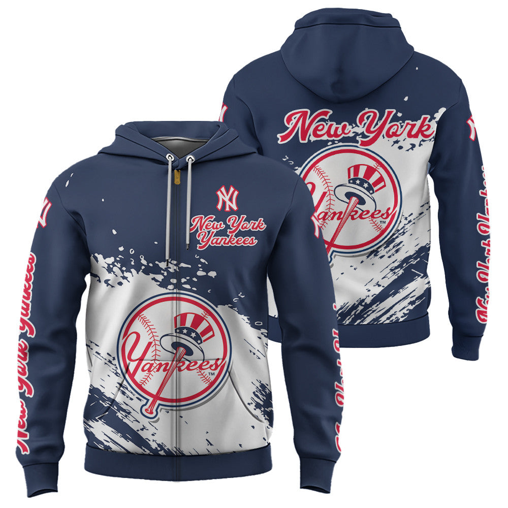 New York Yankees Blue Color MLB Hoodie For Big Fan NH24