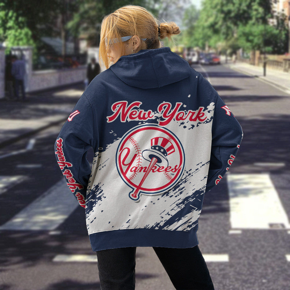 New York Yankees Blue Color MLB Hoodie For Big Fan NH24
