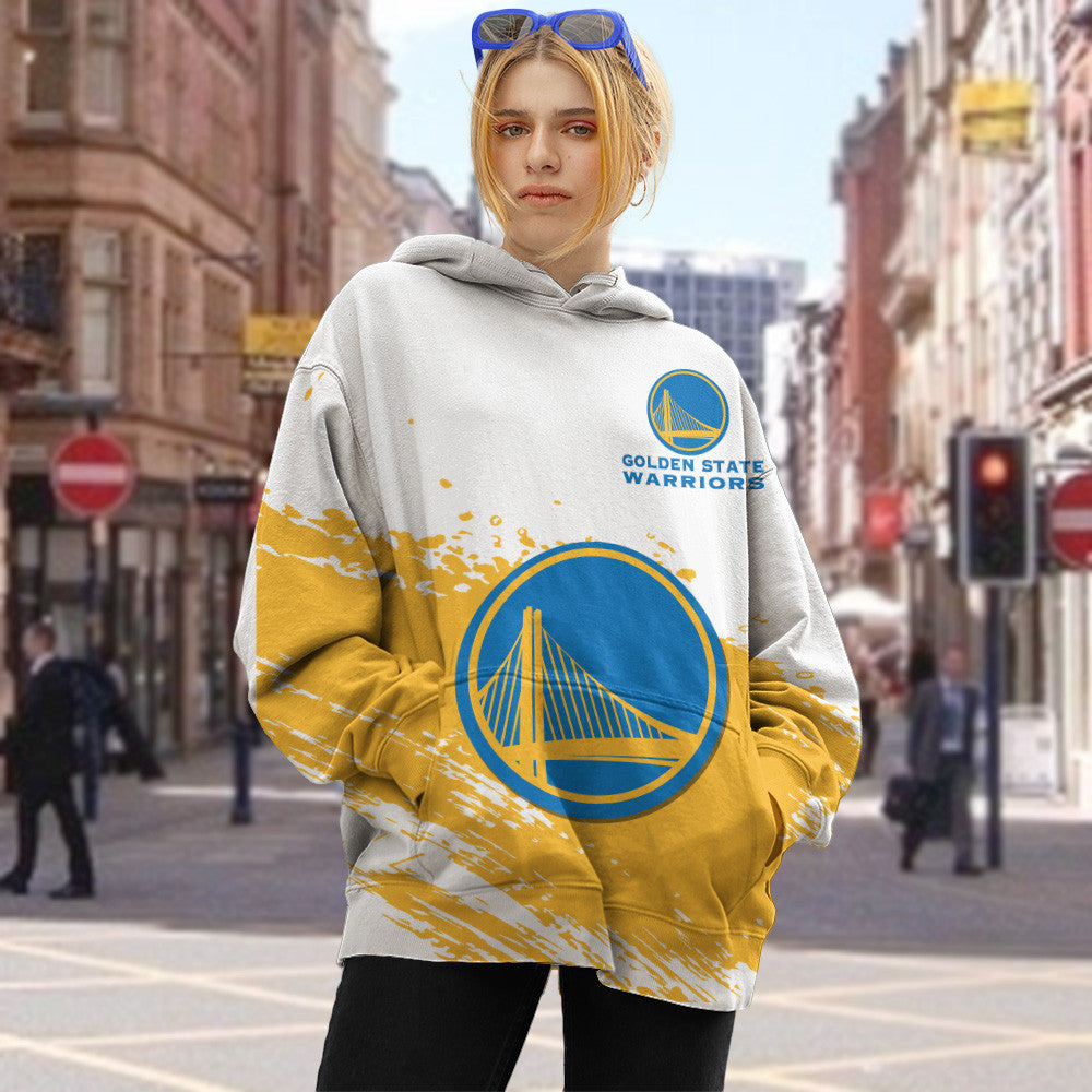 Golden State Warriors NBA Hoodie Stylish Logo for Fans Color White NH24
