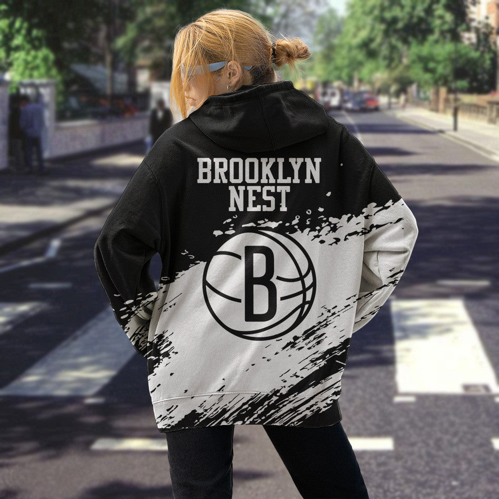 Brooklyn Nets NBA Hoodie Stylish Logo for Fans Color Black NH24