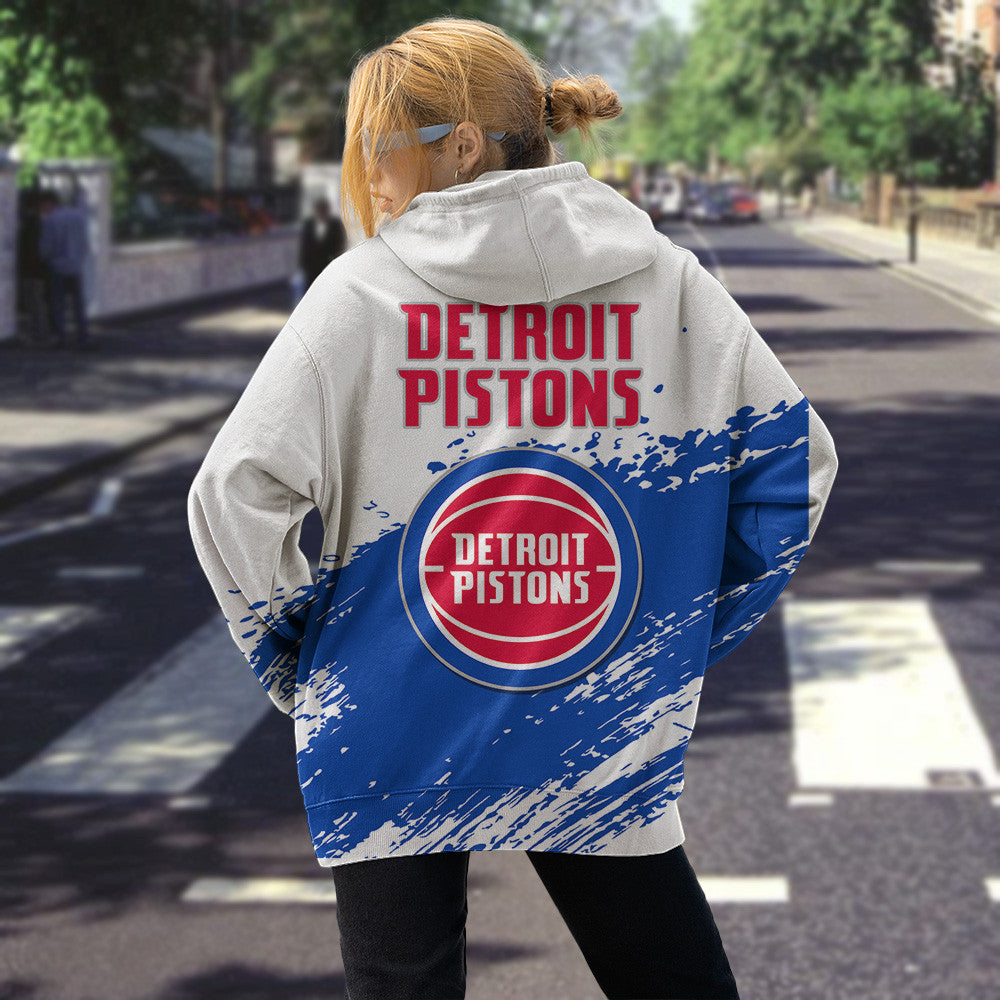 Detroit Pistons NBA Hoodie Stylish Logo for Fans Color White NH24