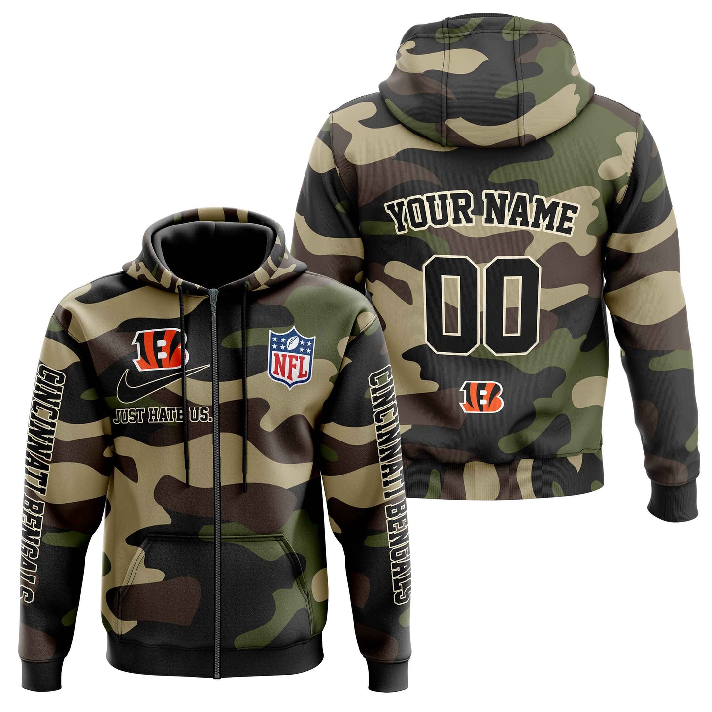 NFL Cincinnati Bengals Personalized Pullover Hoodie Camo Veterans Special Edition NH24