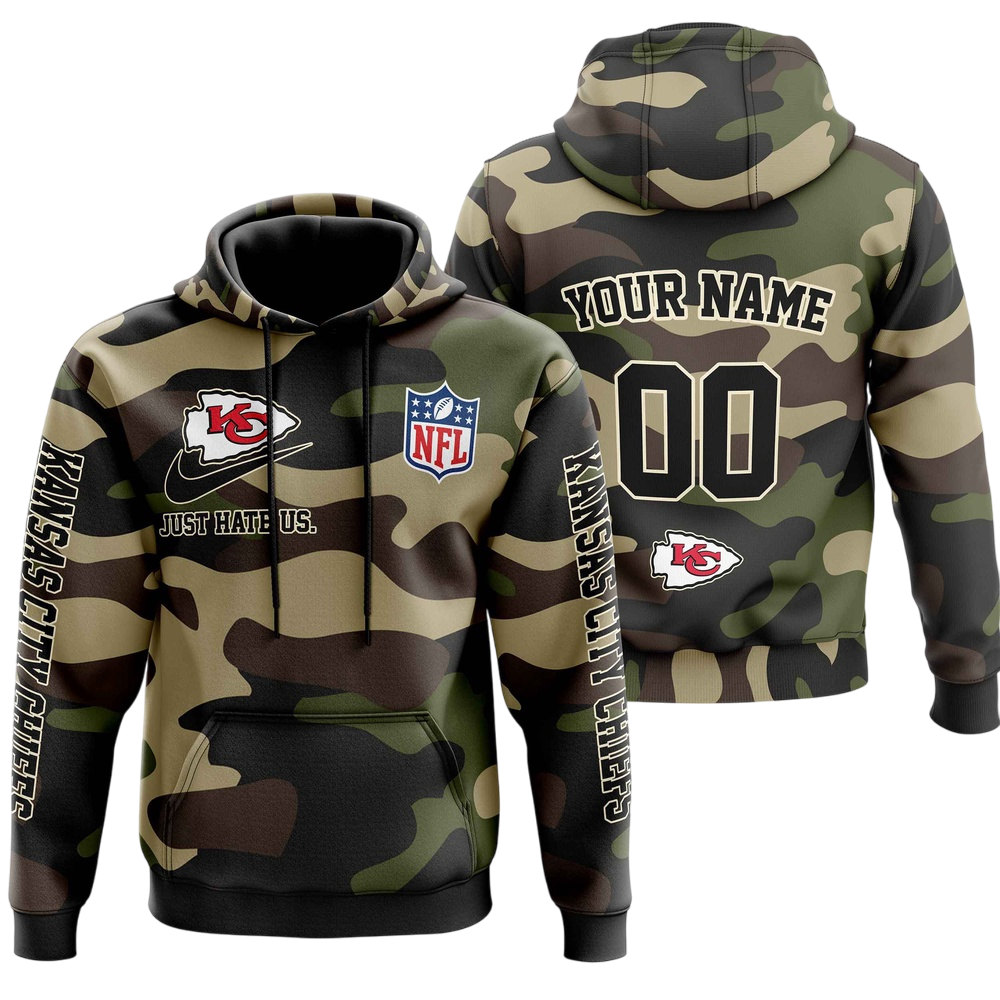 NFL Kansas City Chiefs Personalized Pullover Hoodie Camo Veterans Special Edition NH24