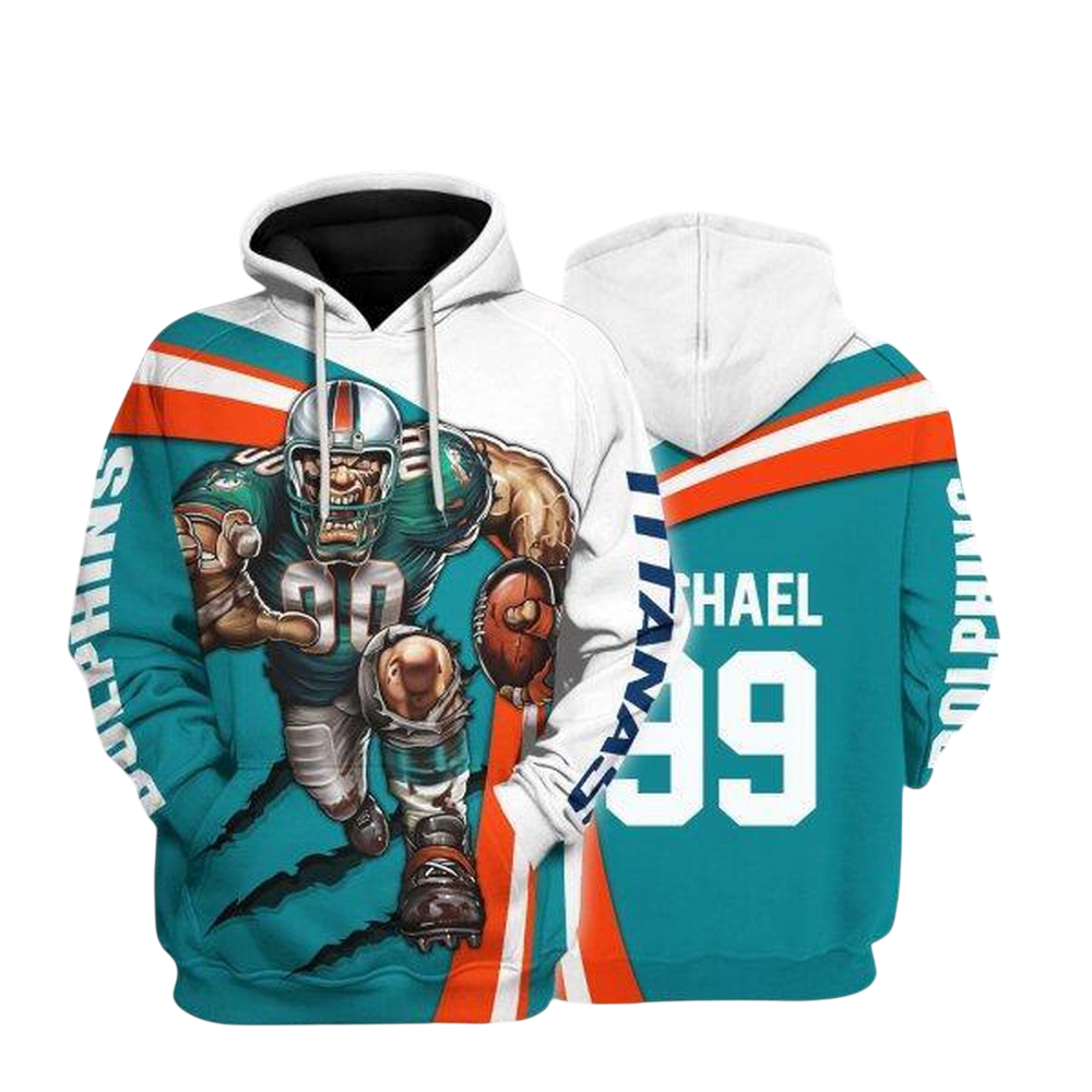 NFL Miami Dolphins Personalized Hoodie Mascot Football Player NH24