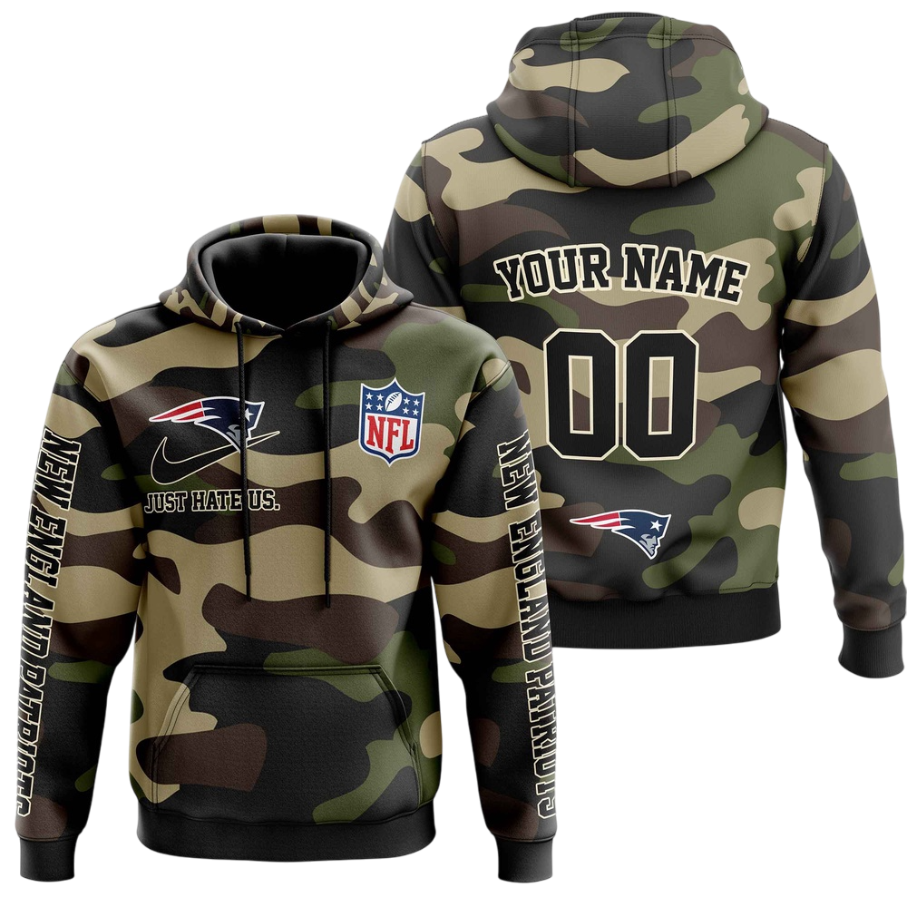 NFL New England Patriots Personalized Pullover Hoodie Camo Veterans Special Edition NH24
