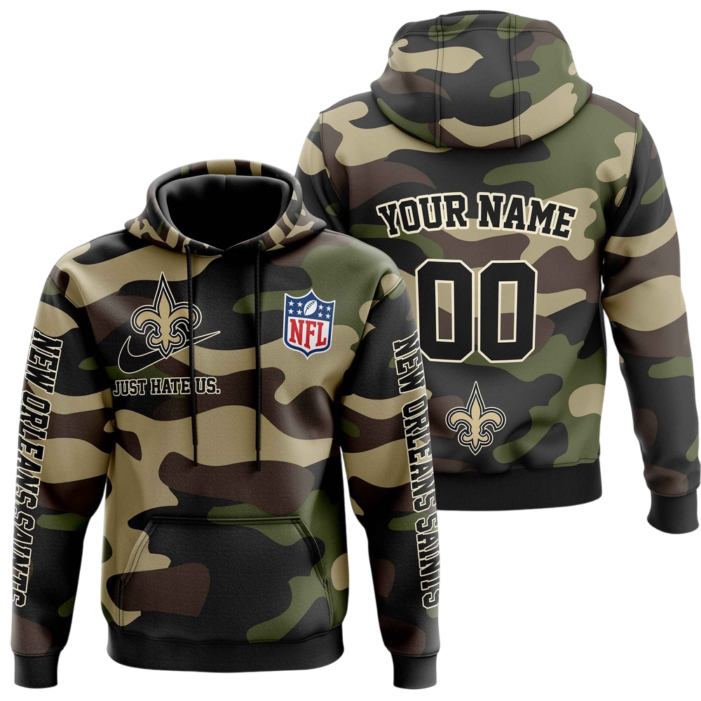 NFL New Orleans Saints Personalized Pullover Hoodie Camo Veterans Special Edition NH24