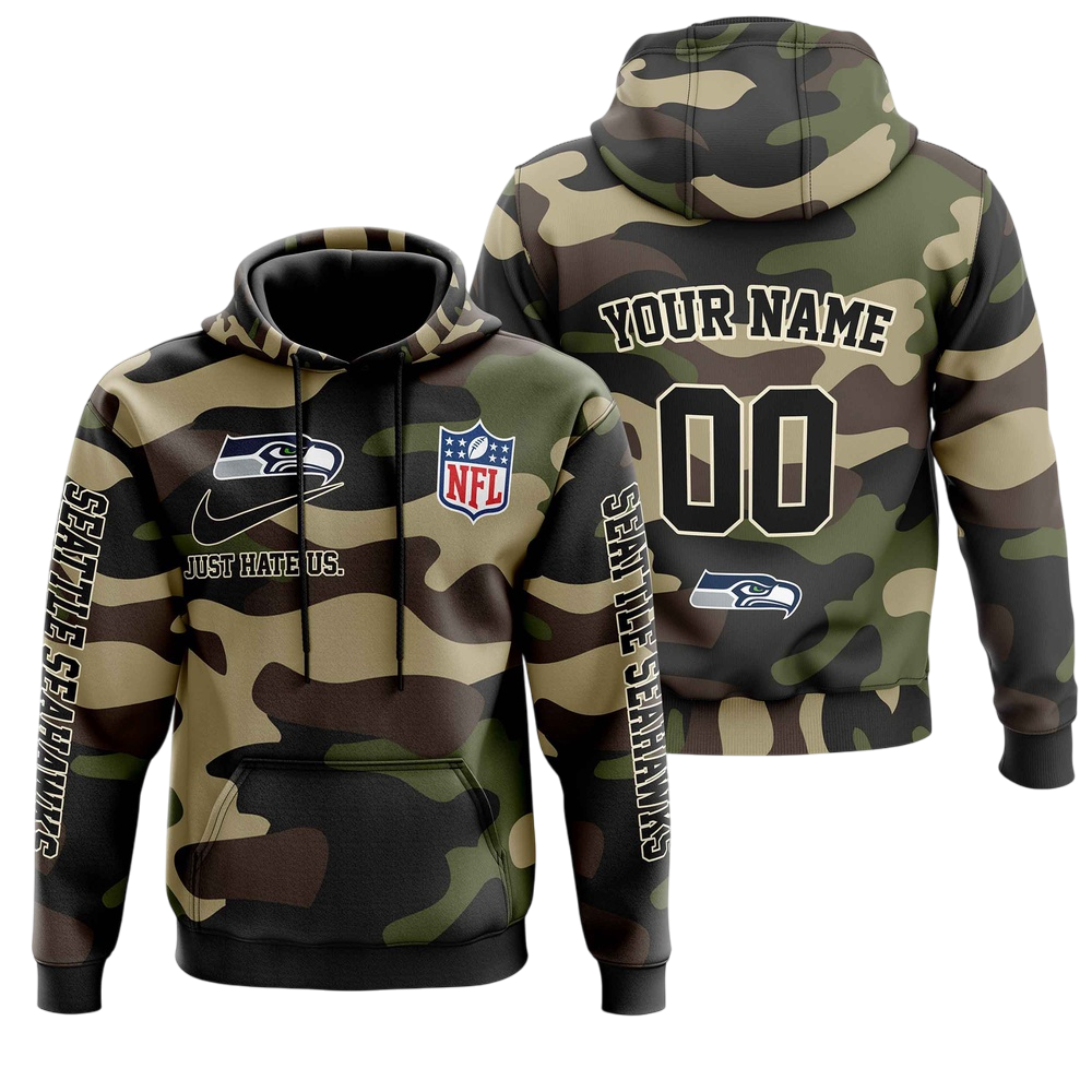 NFL Seattle Seahawks Personalized Pullover Hoodie Camo Veterans Special Edition NH24