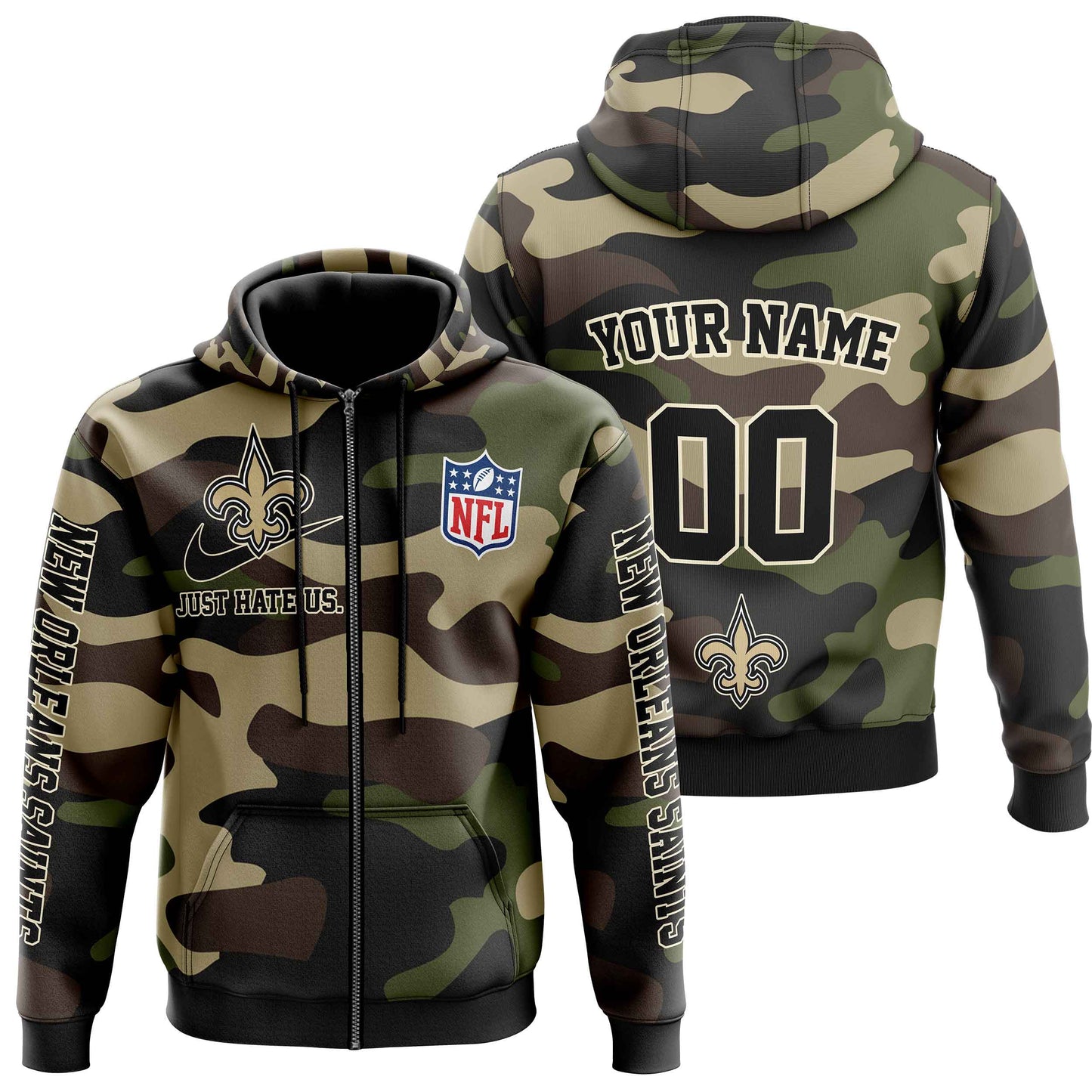 NFL New Orleans Saints Personalized Pullover Hoodie Camo Veterans Special Edition NH24