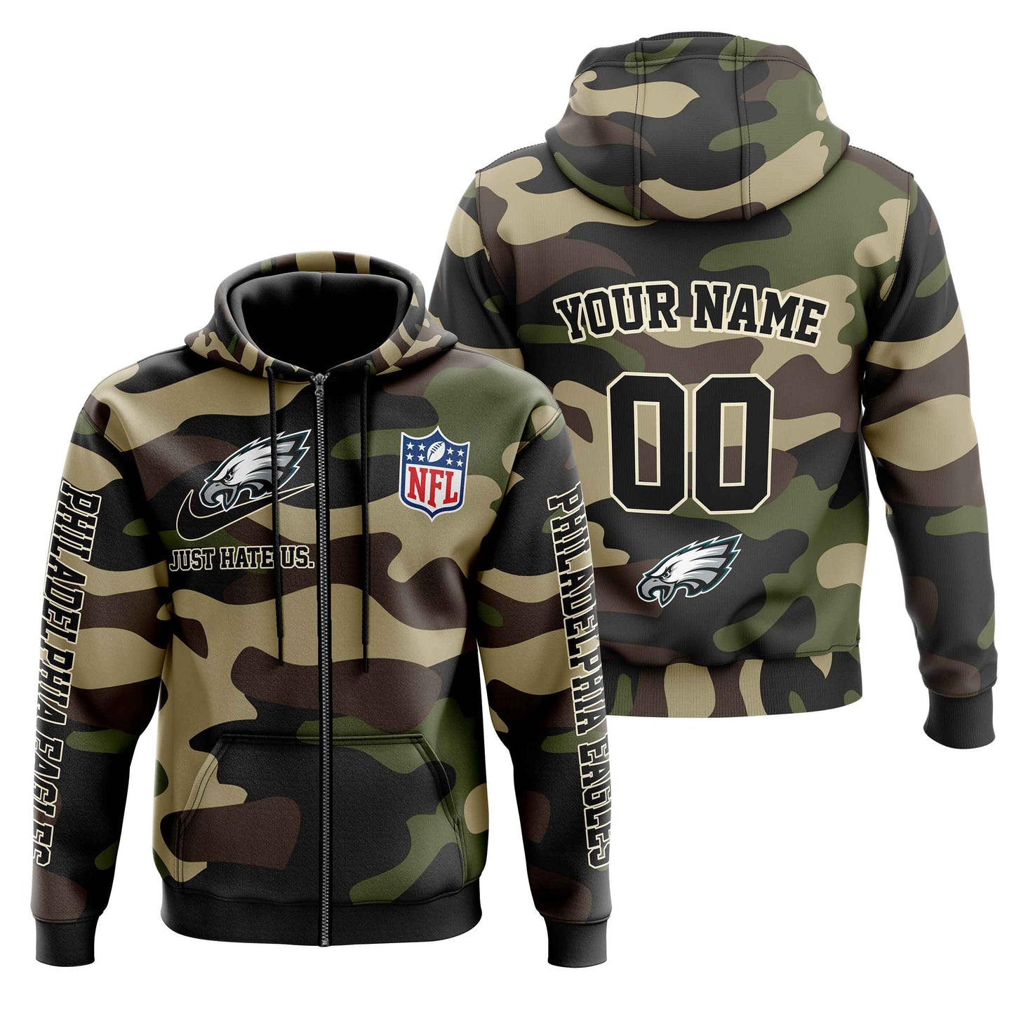 NFL Philadelphia Eagles Personalized Pullover Hoodie Camo Veterans Special Edition NH24
