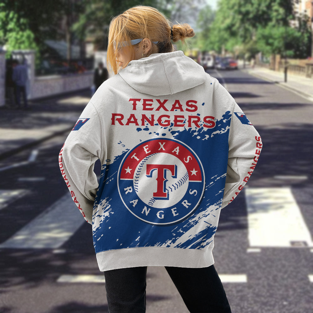 Texas Rangers White Color MLB Hoodie For Big Fan NH24