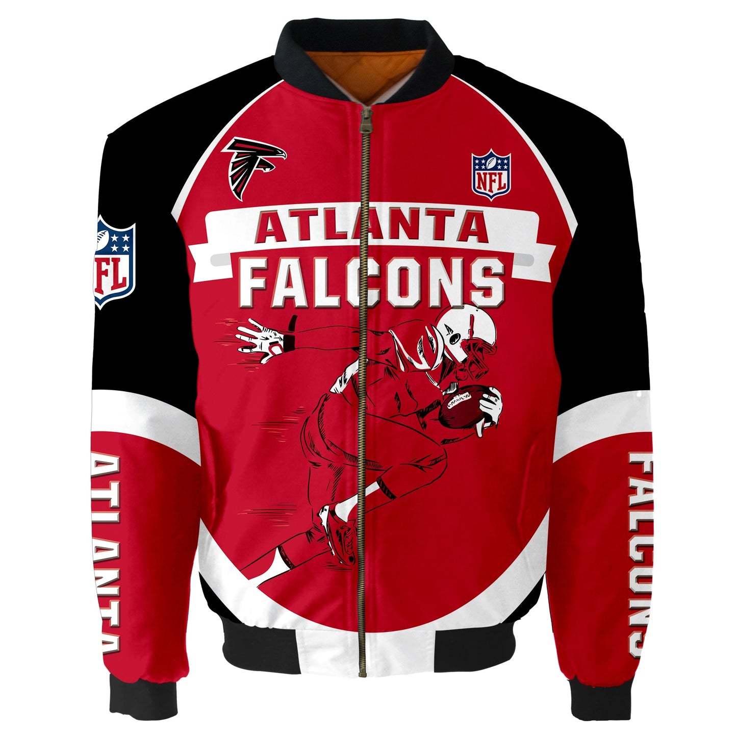 NFL Atlanta Falcons Bomber Jacket Graphic Football Player Running NH24