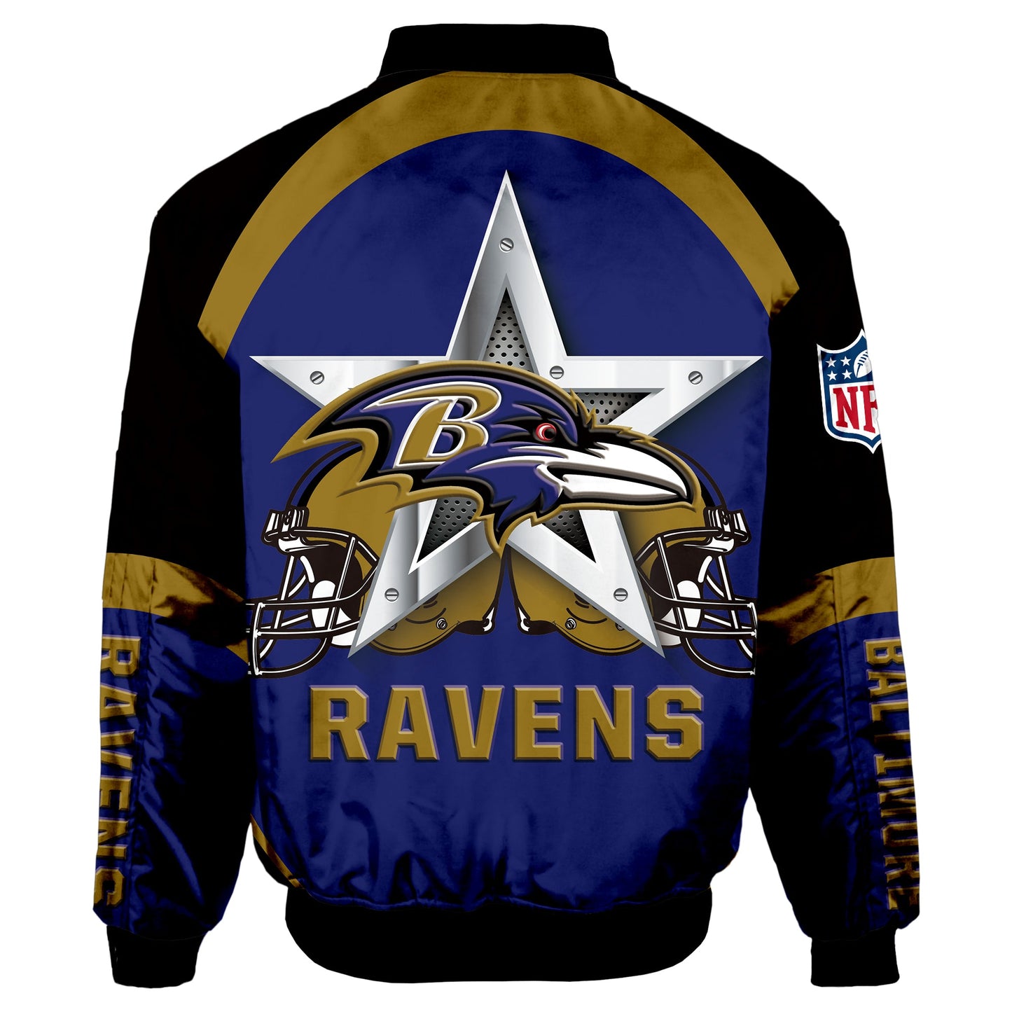 NFL Baltimore Ravens Bomber Jacket Graphic Football Player Running NH24