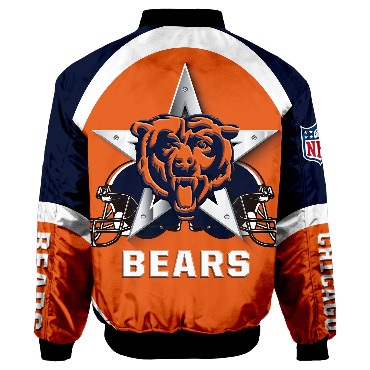 NFL Chicago Bears Bomber Jacket Graphic Football Player Running NH24
