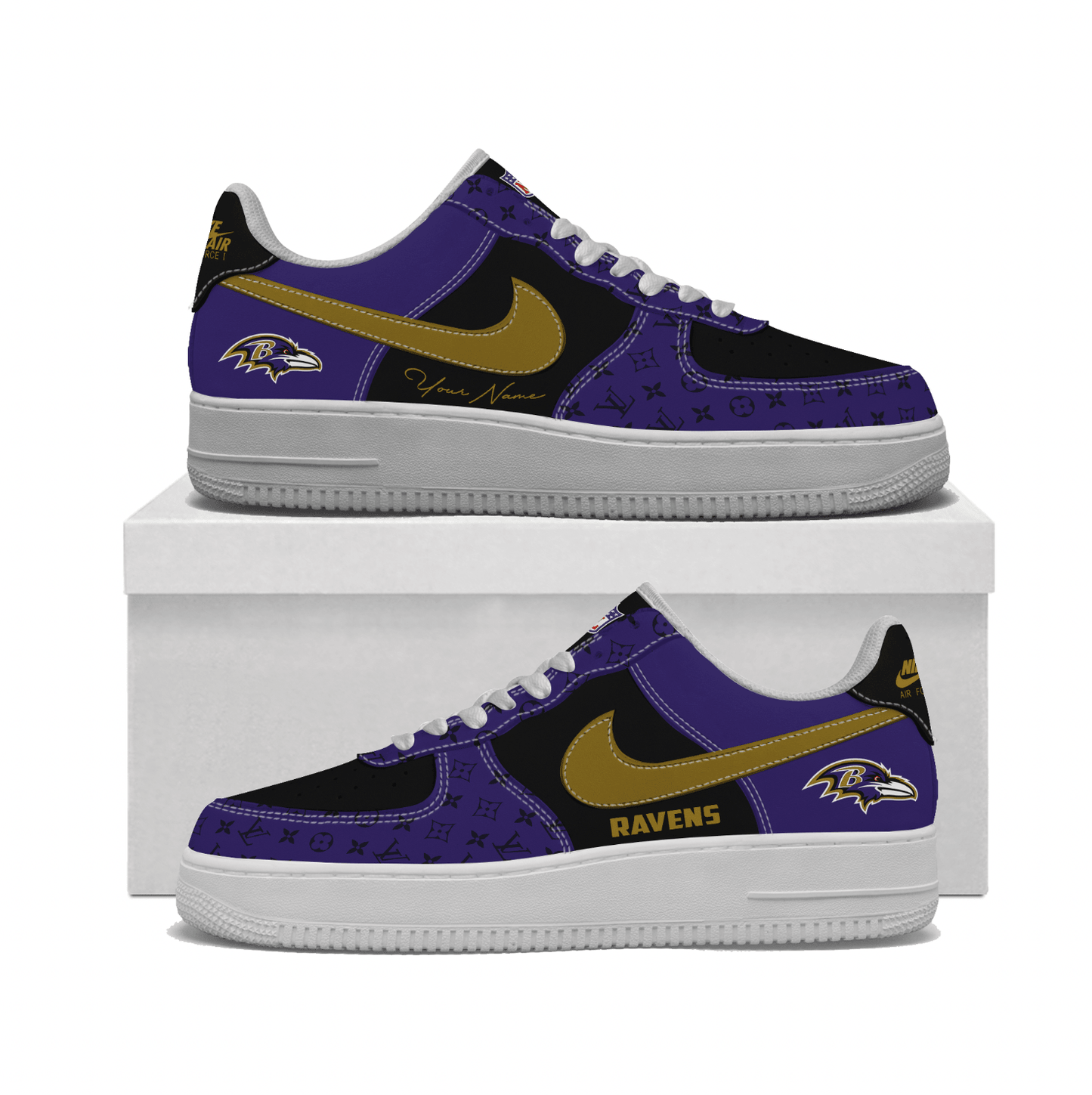 (Personalized) Baltimore Ravens LV x Nike Air Force 1