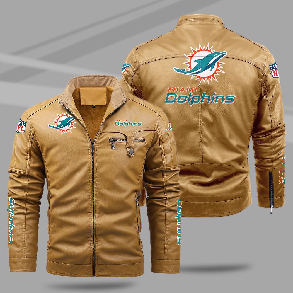 Miami Dolphins NFL Teams Fleece Leather Jacket For All Season NH24