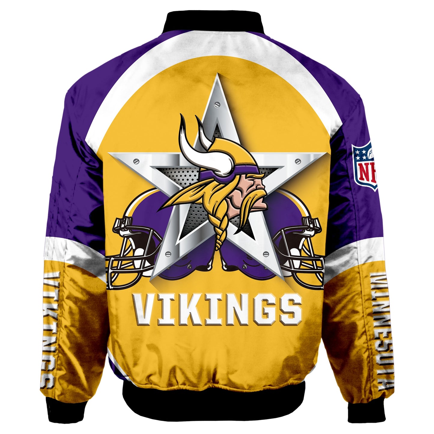 NFL Minnesota Vikings Bomber Jacket Graphic Football Player Running NH24