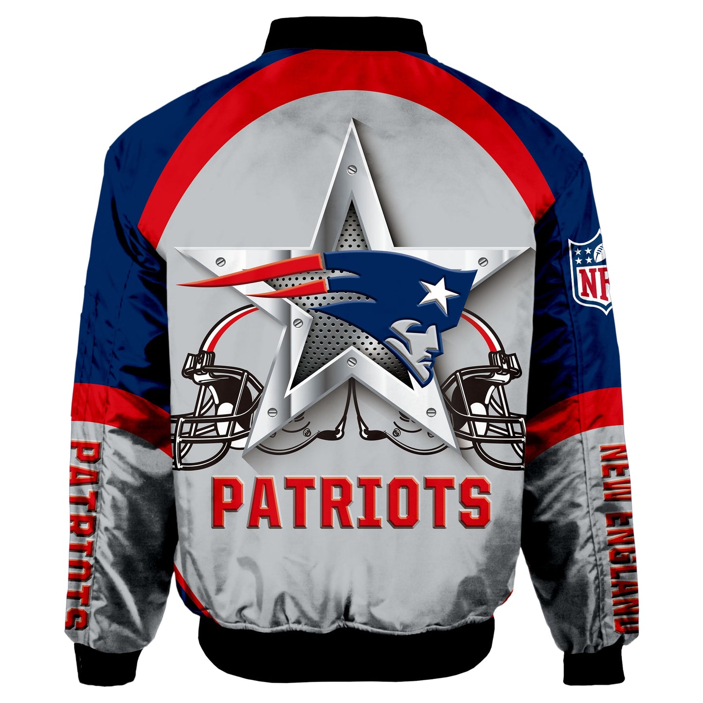 NFL New England Patriots Bomber Jacket Graphic Football Player Running NH24