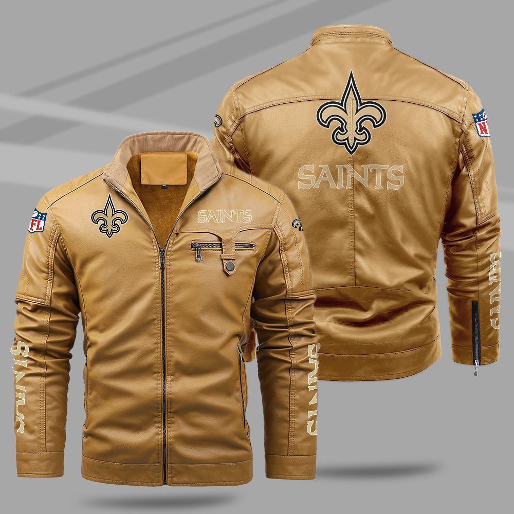 New Orleans Saints NFL Teams Fleece Leather Jacket For All Season NH24