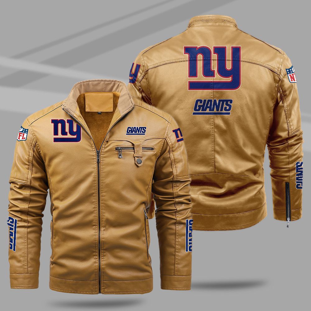 New York Giants NFL Teams Fleece Leather Jacket For All Season NH24