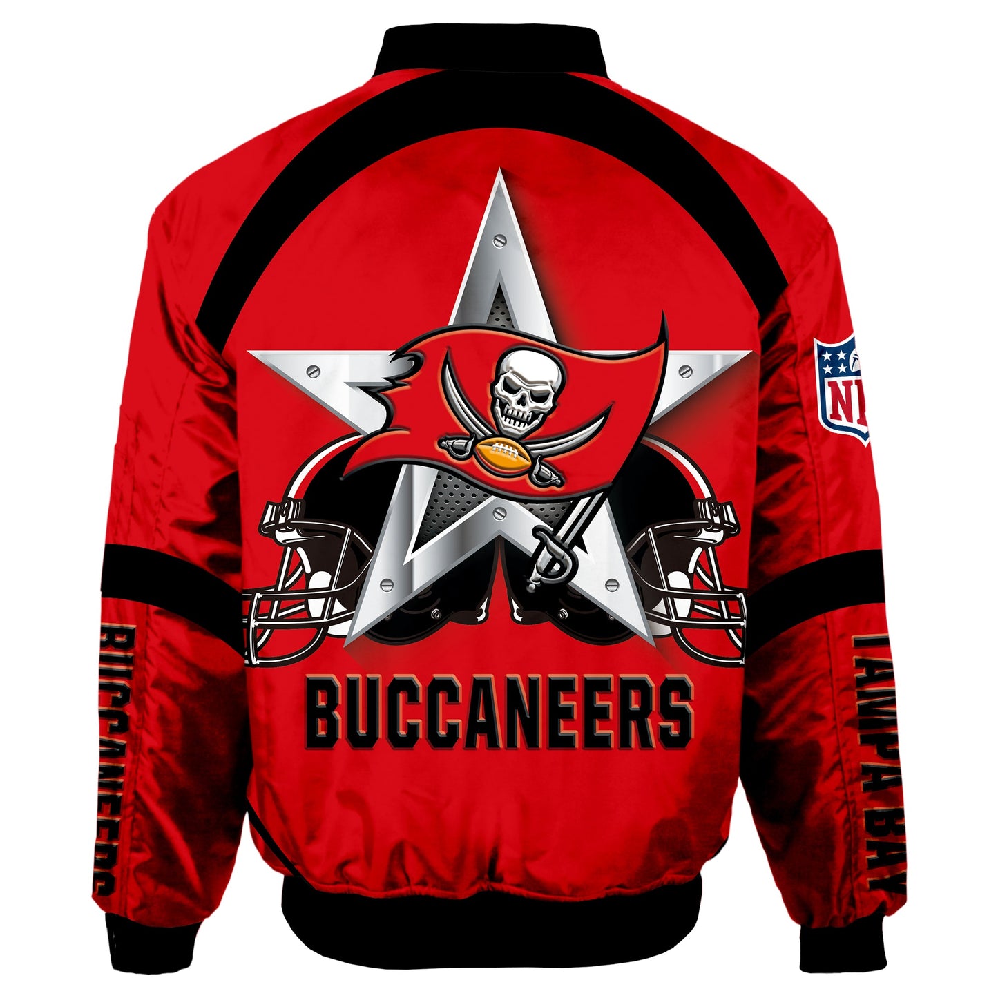 NFL Tampa Bay Buccaneers Bomber Jacket Graphic Football Player Running NH24