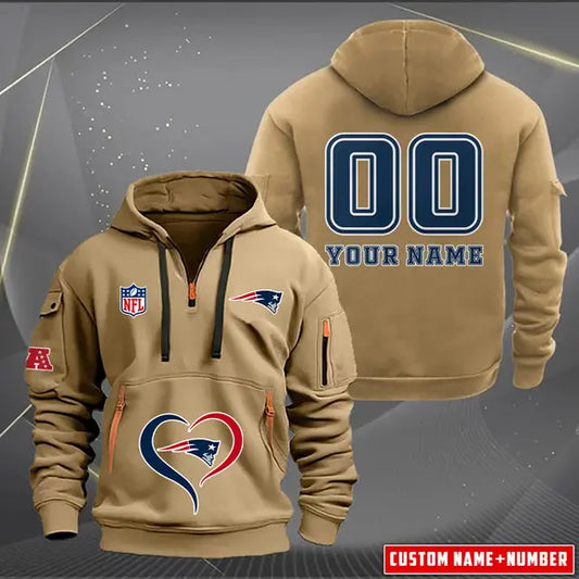 New England Patriots New Personalized Quarter Men's Hoodie NH24