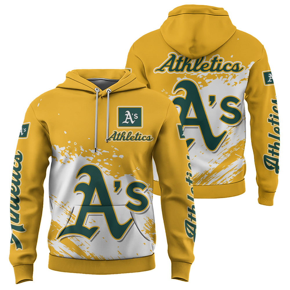 Athletics Yellow Color MLB Hoodie For Big Fan NH24 