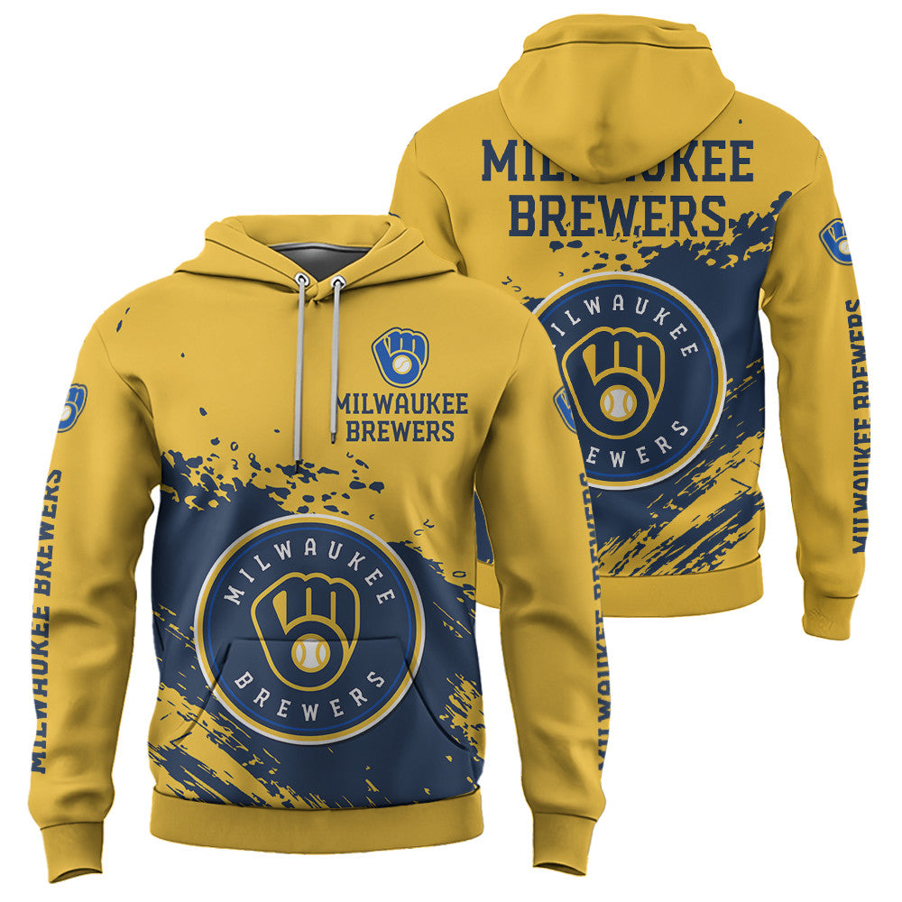 Milwaukee Brewers Yellow Color MLB Hoodie For Big Fan NH24 