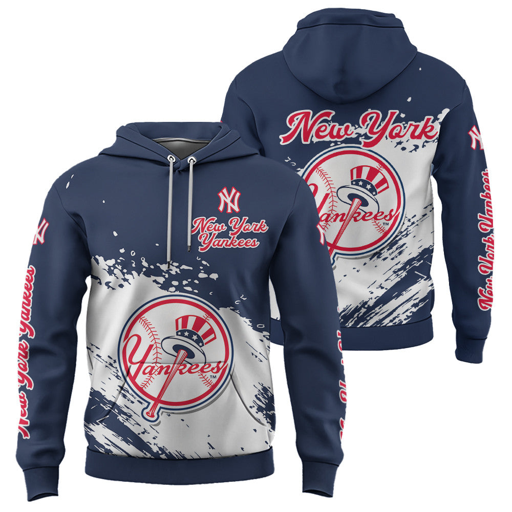 New York Yankees Blue Color MLB Hoodie For Big Fan NH24 