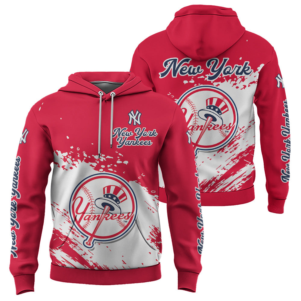 New York Yankees Red Color MLB Hoodie For Big Fan NH24 