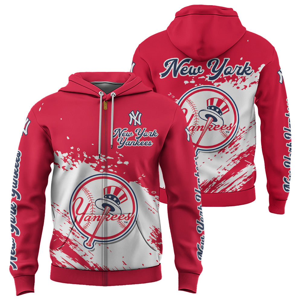 New York Yankees Red Color MLB Hoodie For Big Fan NH24 