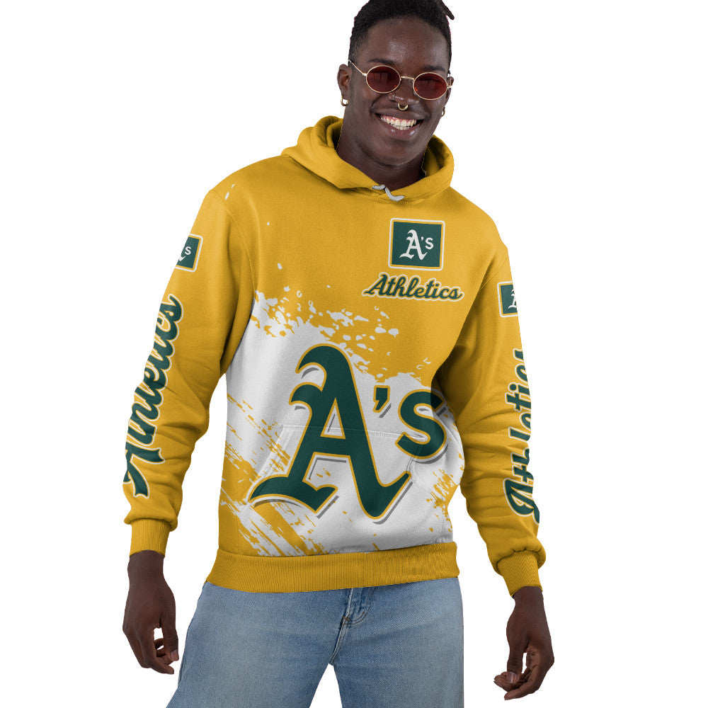 Athletics Yellow Color MLB Hoodie For Big Fan NH24 