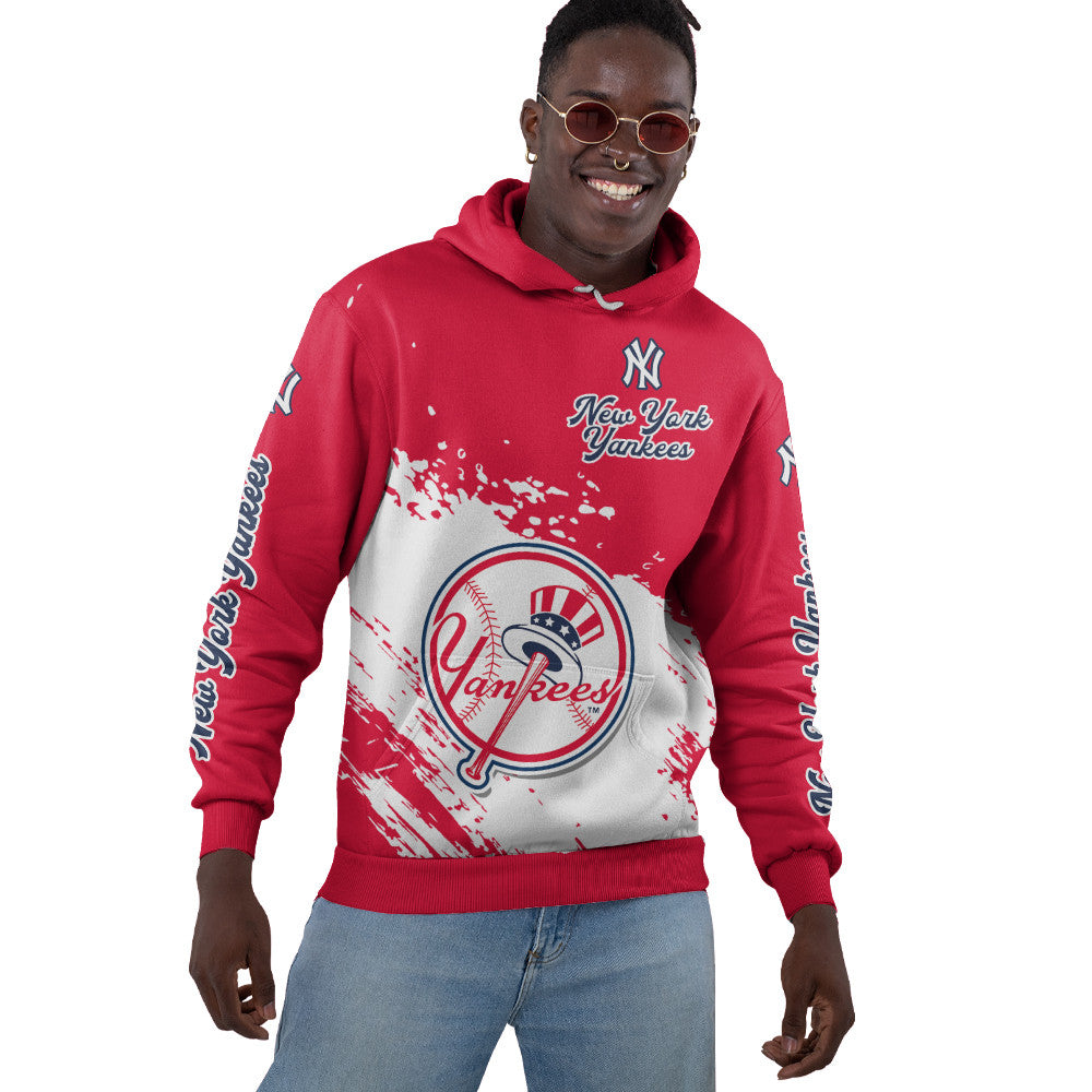 New York Yankees Red Color MLB Hoodie For Big Fan NH24 