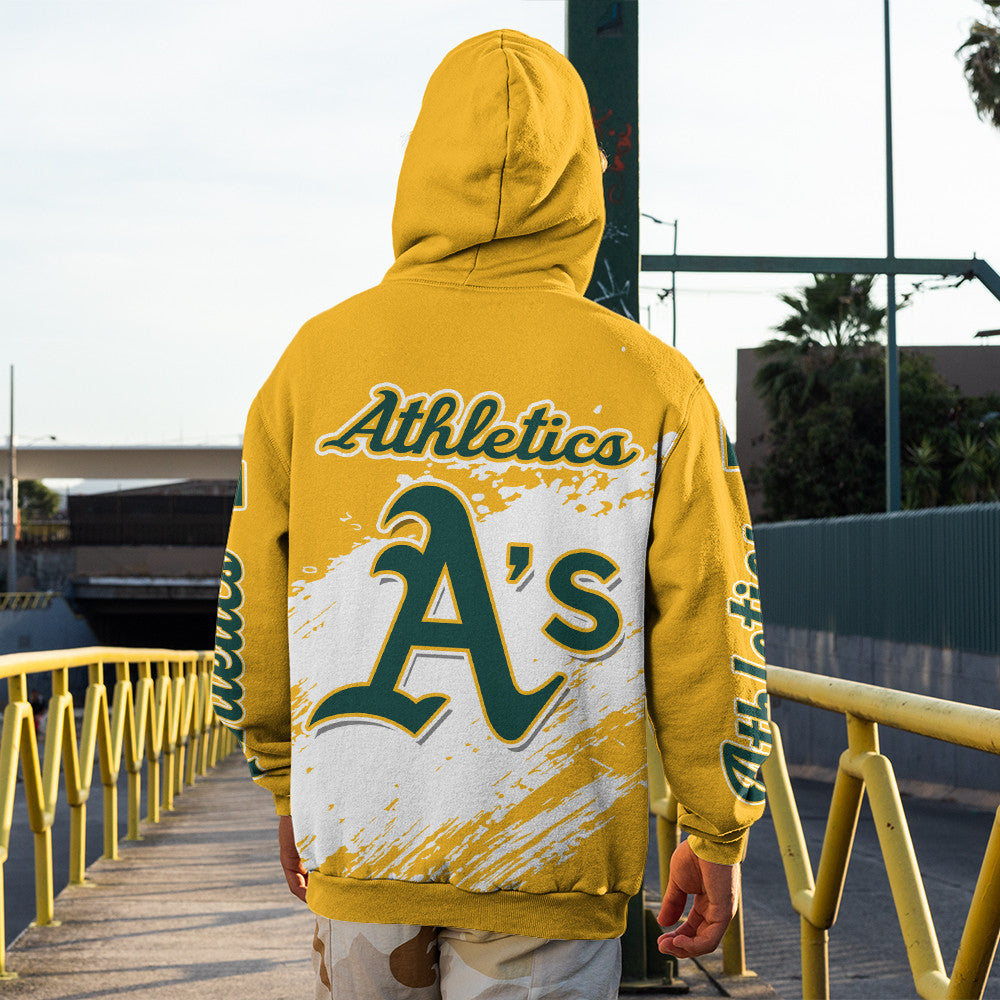 Athletics Yellow Color MLB Hoodie For Big Fan NH24 