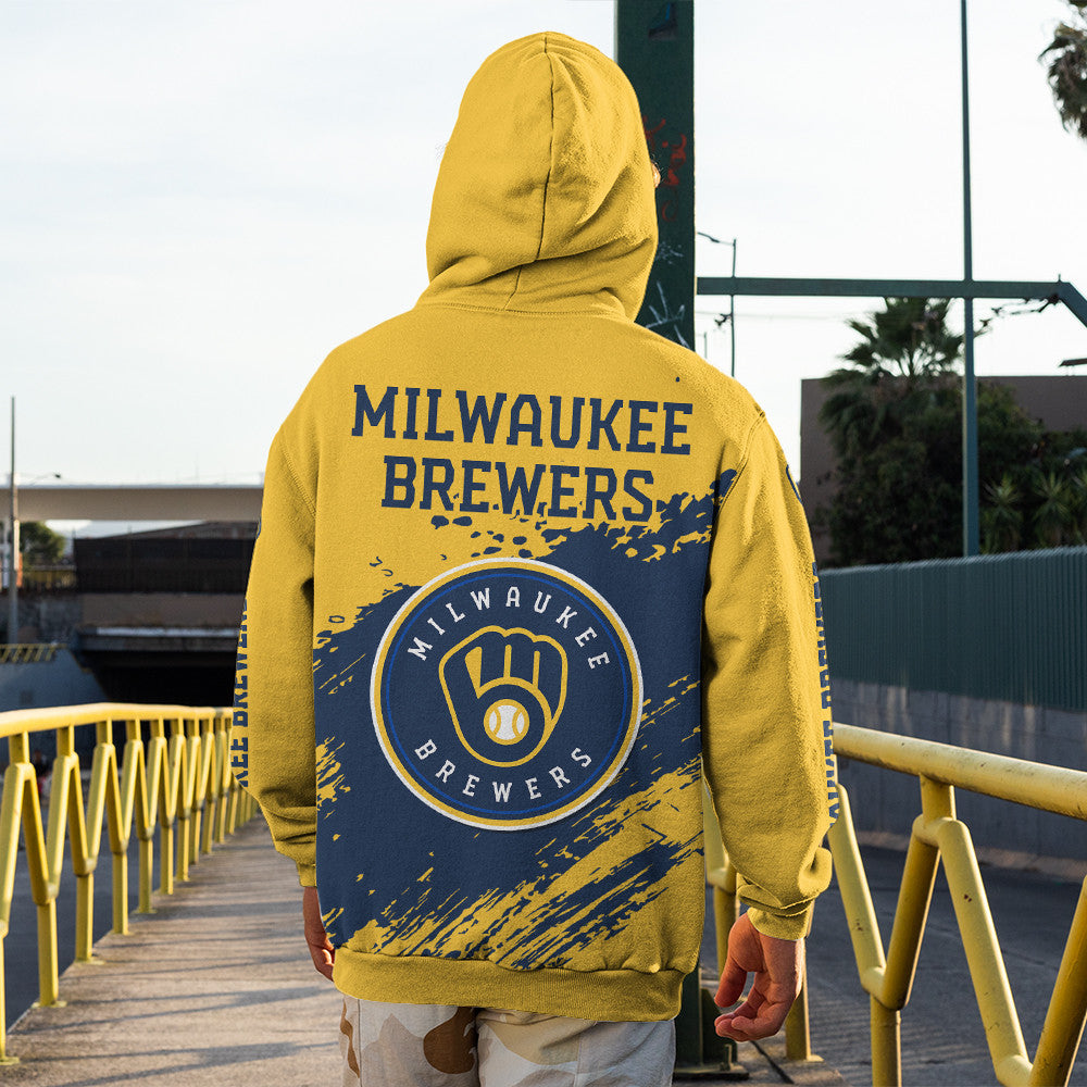Milwaukee Brewers Yellow Color MLB Hoodie For Big Fan NH24 
