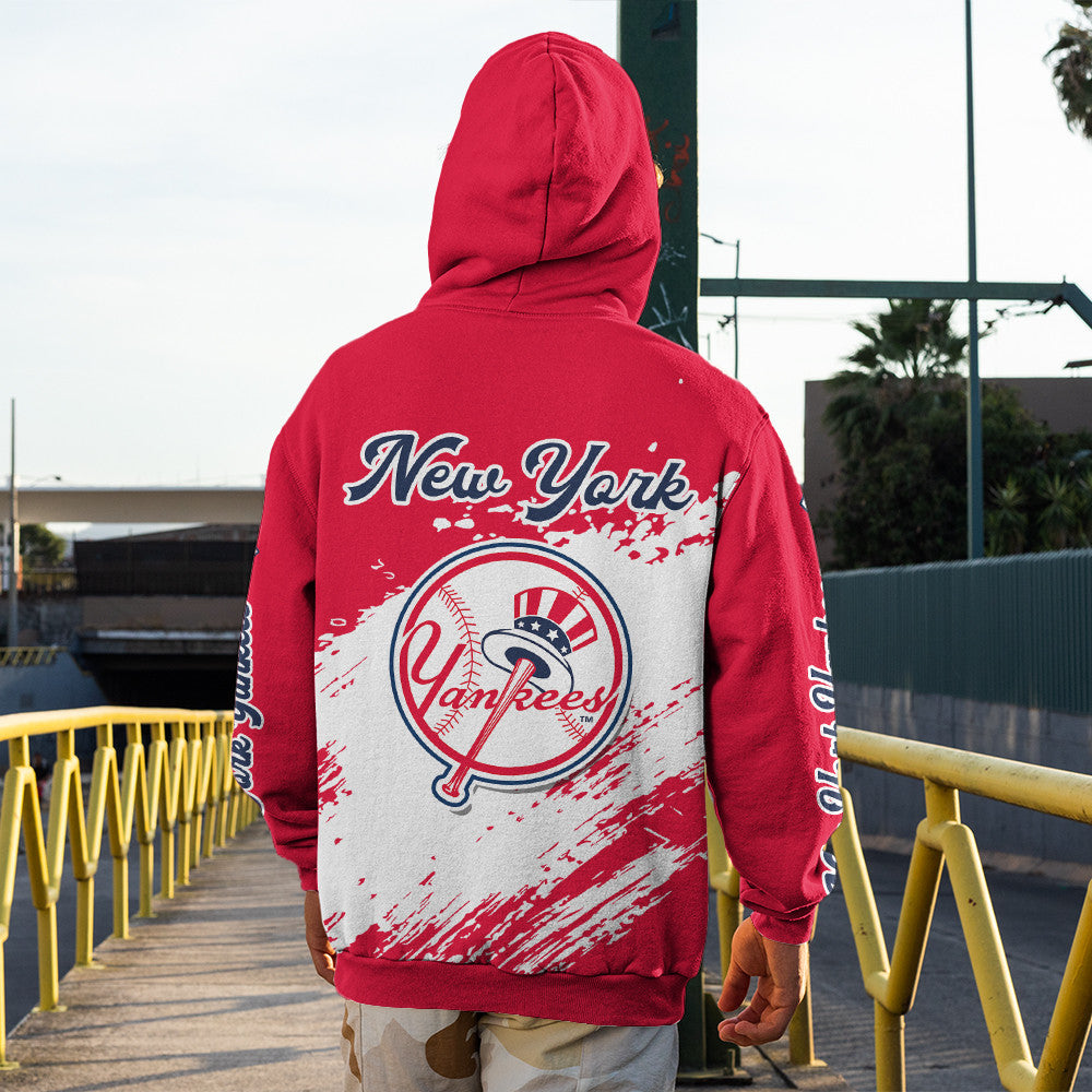 New York Yankees Red Color MLB Hoodie For Big Fan NH24 