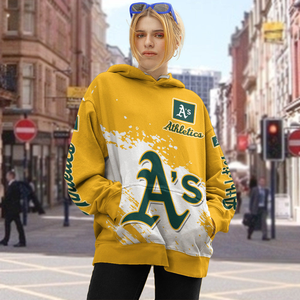 Athletics Yellow Color MLB Hoodie For Big Fan NH24 