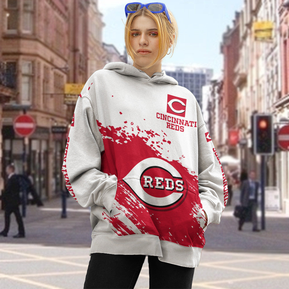 Cincinnati Reds White Color MLB Hoodie For Big Fan NH24 