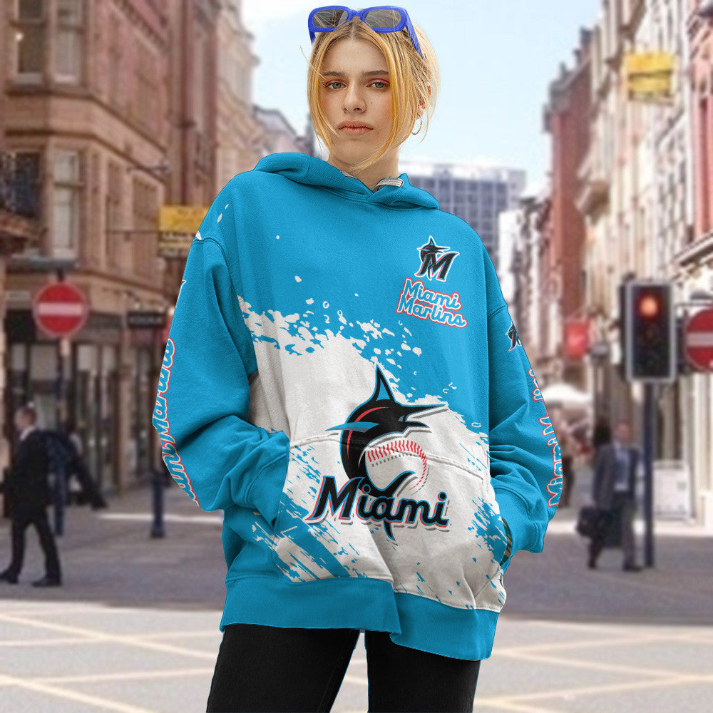 Miami Marlins Blue Color MLB Hoodie For Big Fan NH24 