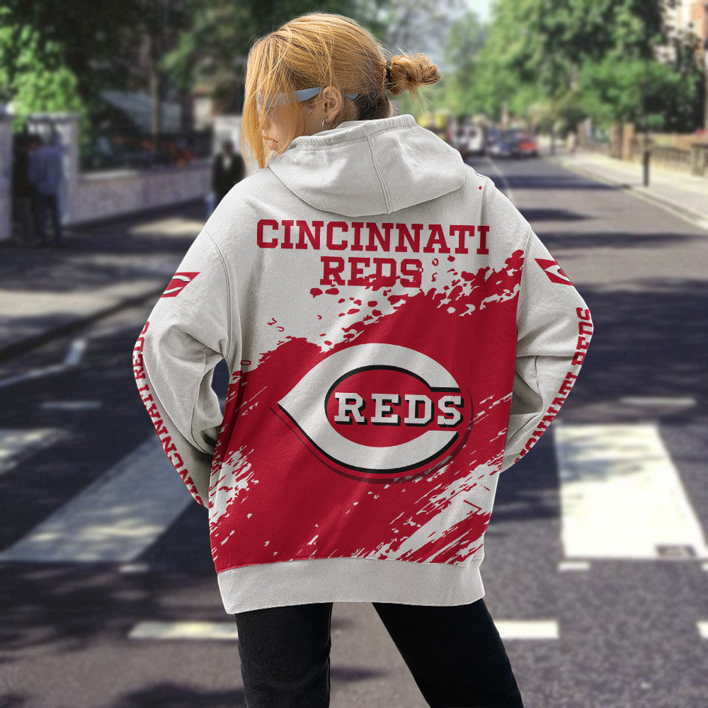 Cincinnati Reds White Color MLB Hoodie For Big Fan NH24 