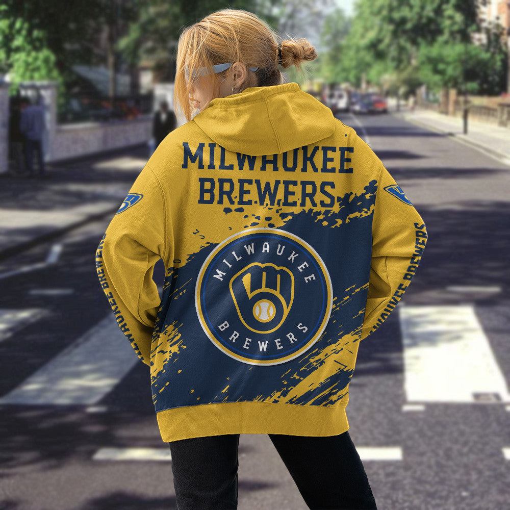Milwaukee Brewers Yellow Color MLB Hoodie For Big Fan NH24 