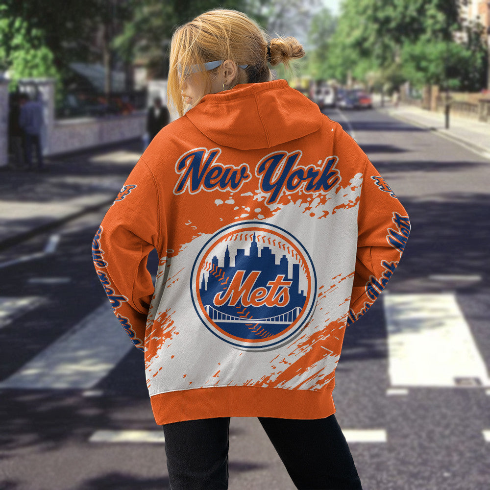 New York Mets Orange Color MLB Hoodie For Big Fan NH24 
