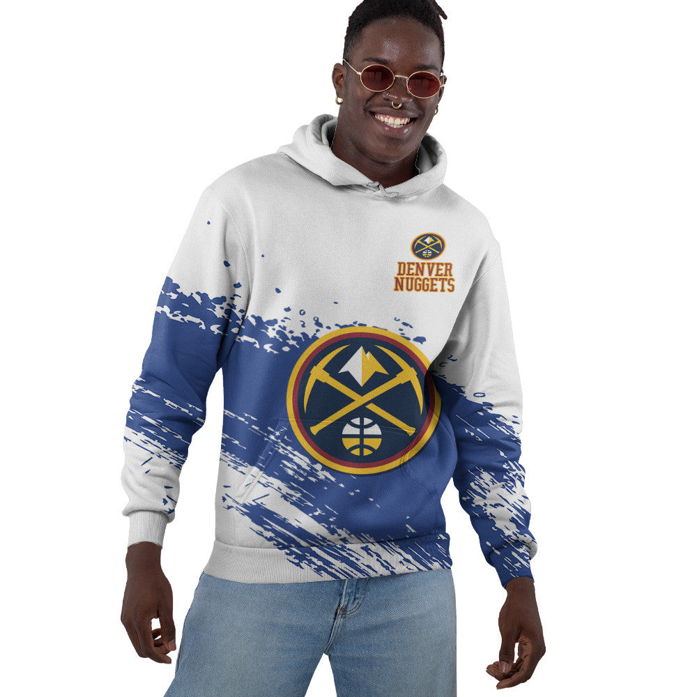 Denver Nuggets NBA Hoodie Stylish Logo for Fans Color White NH24