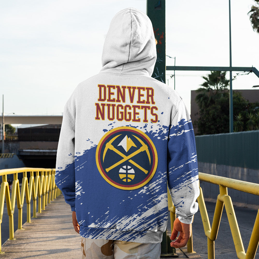 Denver Nuggets NBA Hoodie Stylish Logo for Fans Color White NH24