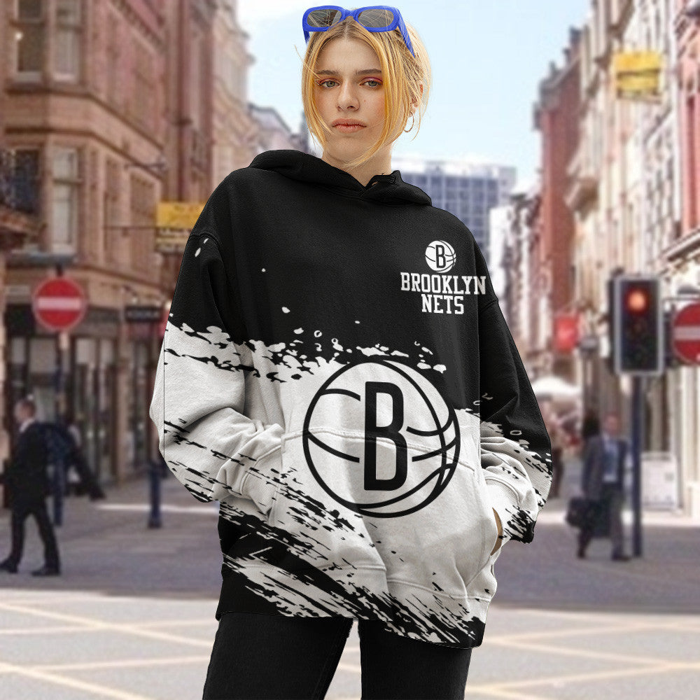 Brooklyn Nets NBA Hoodie Stylish Logo for Fans Color Black NH24
