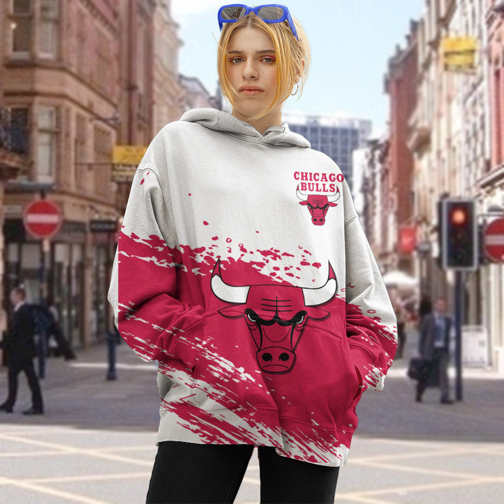 Chicago Bulls NBA Hoodie Stylish Logo for Fans Color White NH24