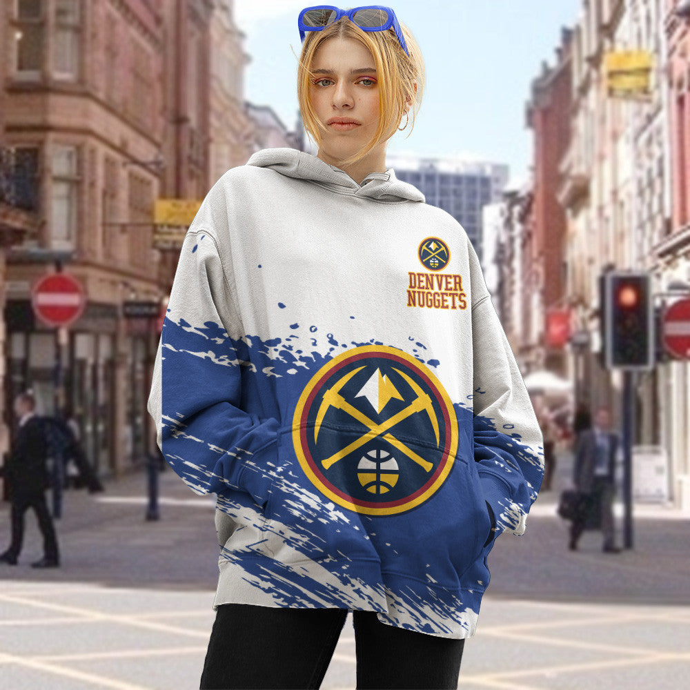 Denver Nuggets NBA Hoodie Stylish Logo for Fans Color White NH24