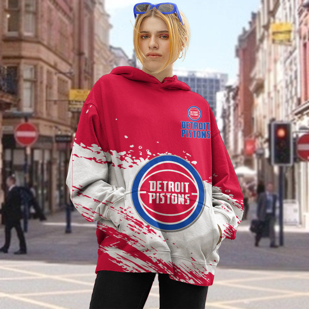Detroit Pistons NBA Hoodie Stylish Logo for Fans Color Red NH24