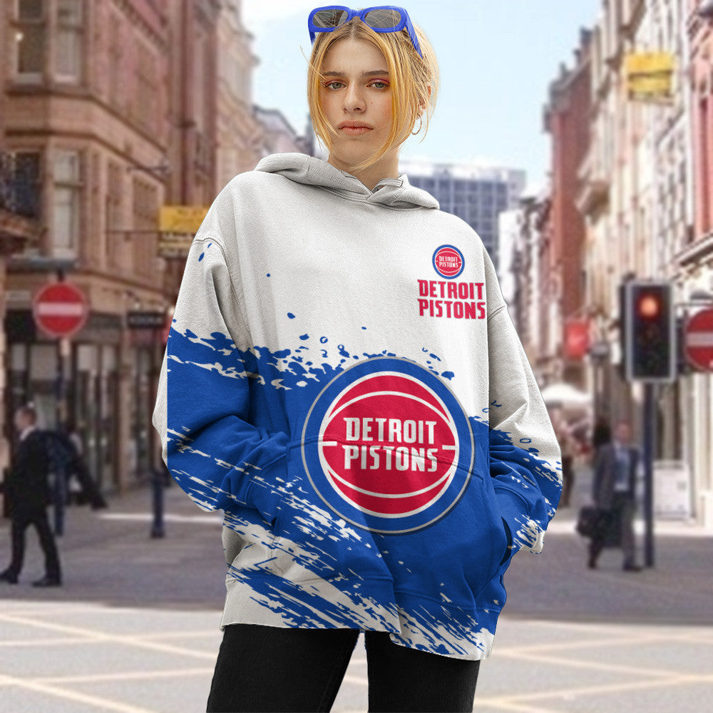 Detroit Pistons NBA Hoodie Stylish Logo for Fans Color White NH24