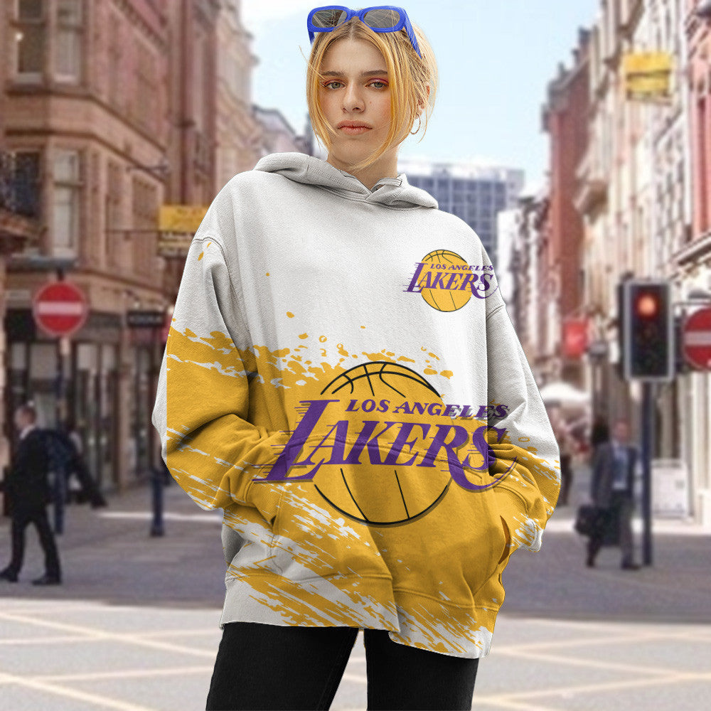 Los Angeles Lakers NBA Hoodie Stylish Logo for Fans Color White NH24