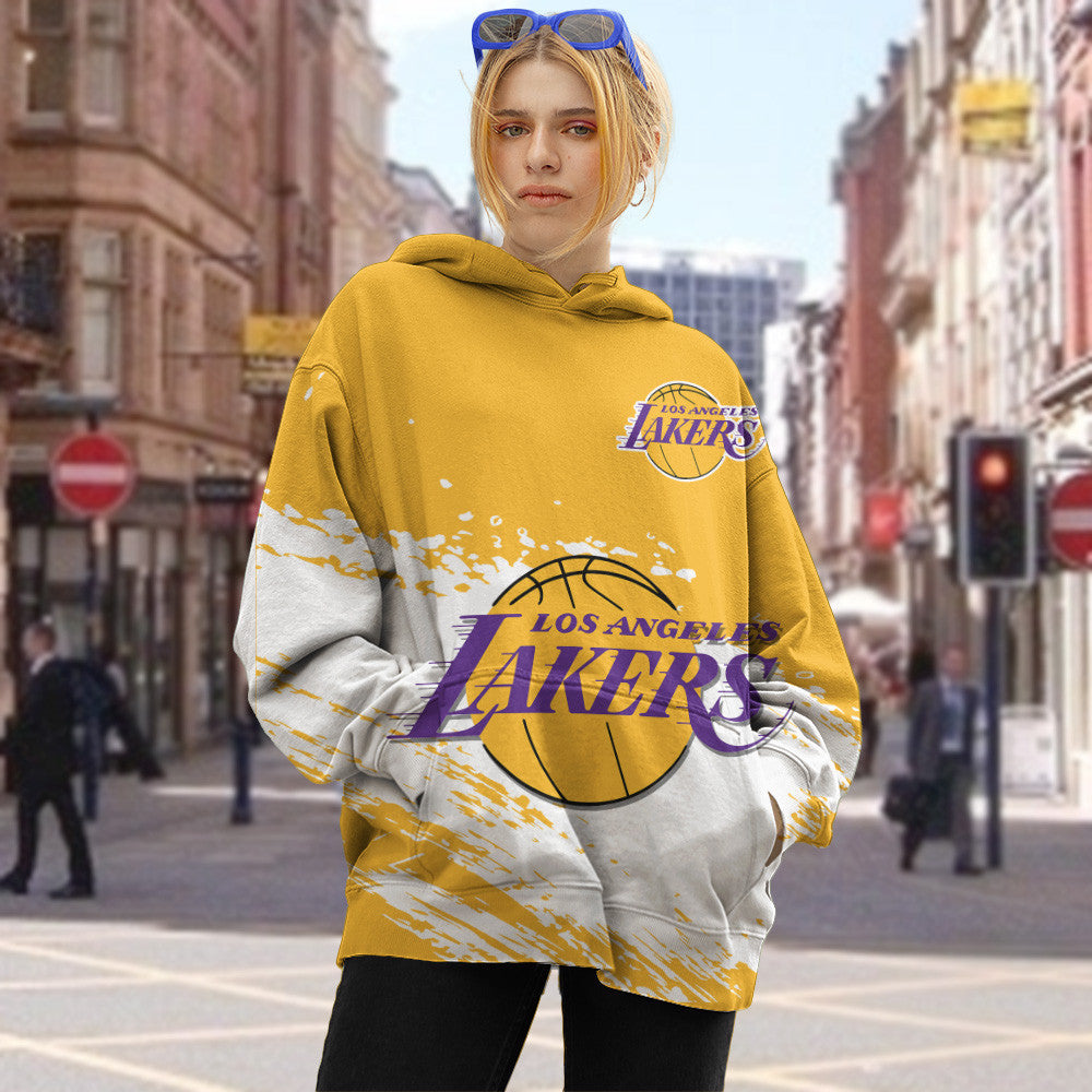 Los Angeles Lakers NBA Hoodie Stylish Logo for Fans Color Yellow NH24